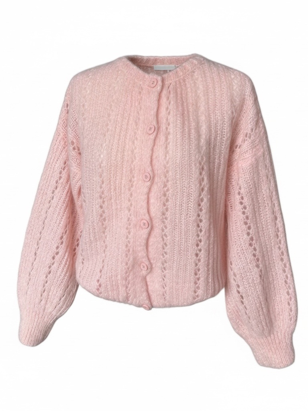 Bellerina Paris - Mohair - Blush Pink Openwork Button-Up Cardigan - Medium